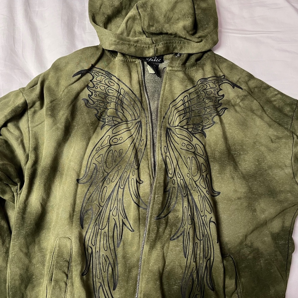 Green y2k butterfly zip up